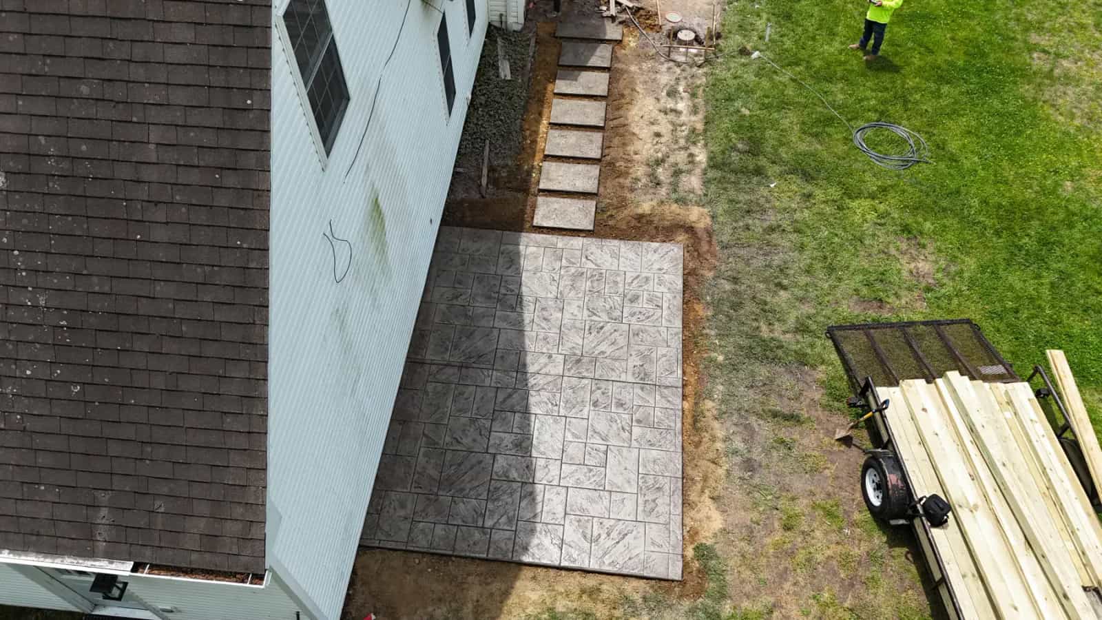 Ashlar Cut Slate Stamped Patio And Step Sidewalk