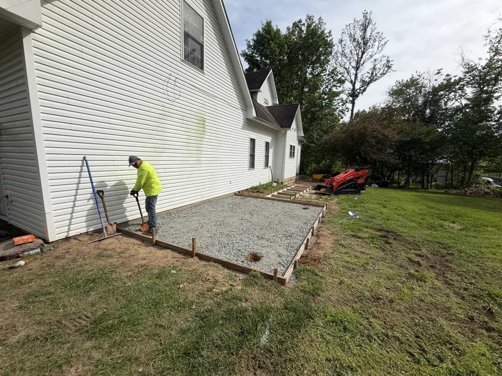 Stamped concrete patio base prep and formwork in Culpeper VA before the pour