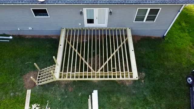 Composite deck frame built before decking installation in Culpeper VA