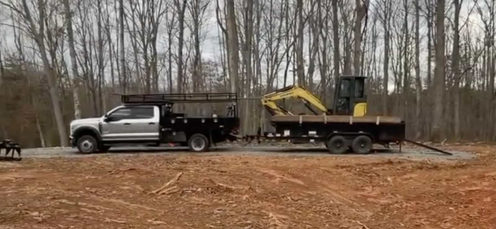 Excavated footings and layout work for a 40x40 metal garage foundation in Culpeper VA