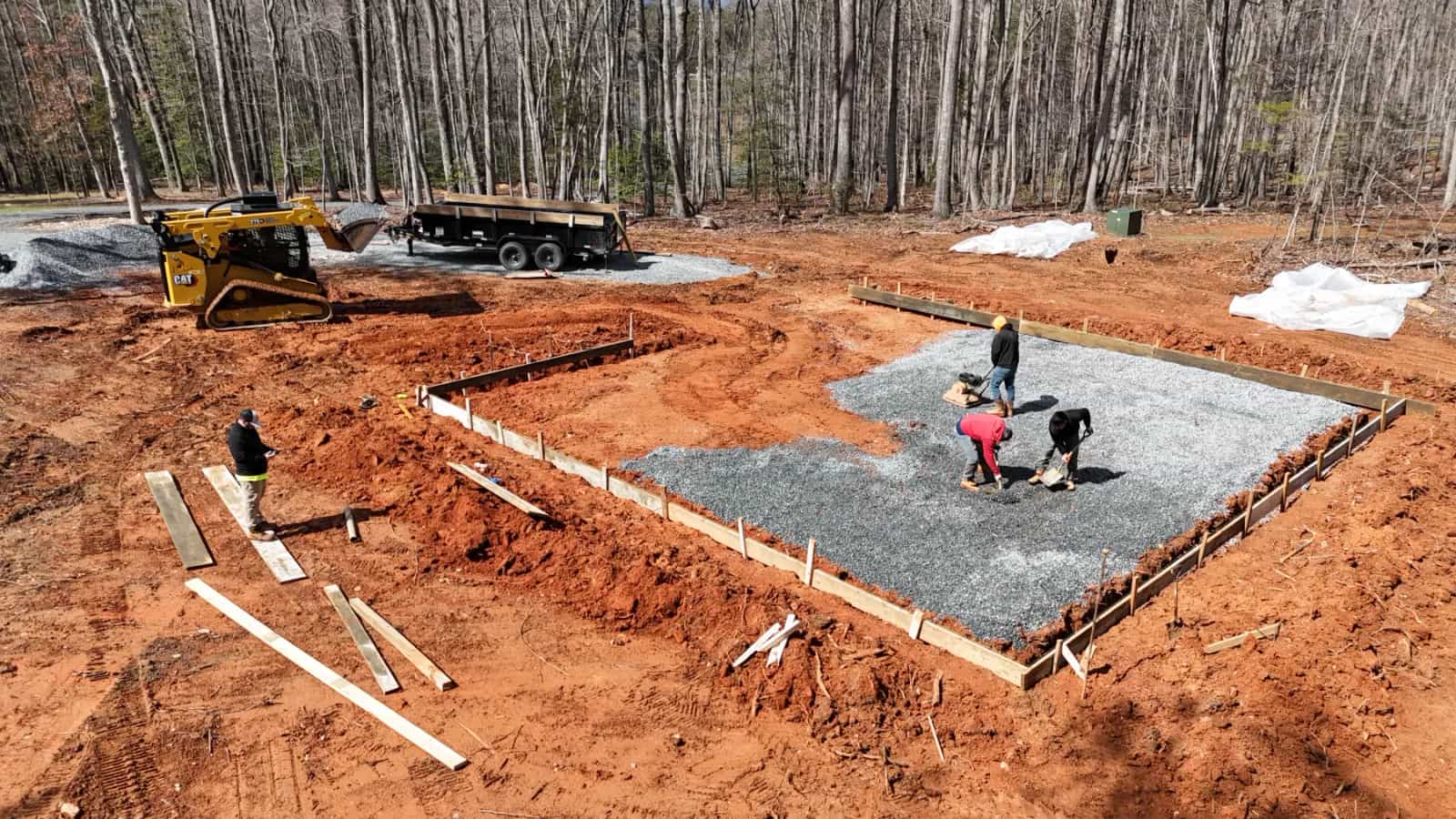 Gravel base preparation for a detached garage foundation slab in Culpeper VA
