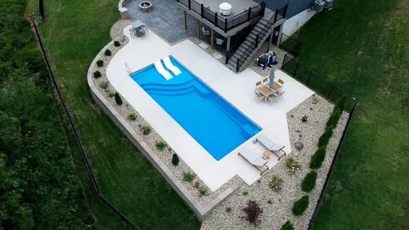 Finished Backyard Pool Aerial