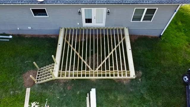 Composite deck frame built before decking installation in Culpeper VA
