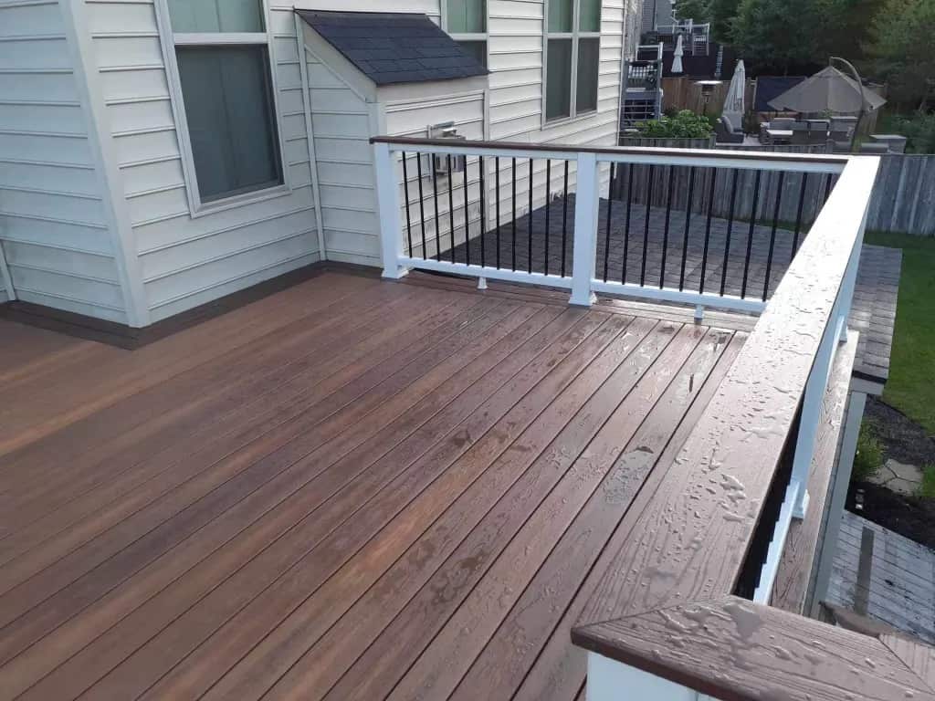 Composite deck boards and railing detail for a low-maintenance deck project in Culpeper VA