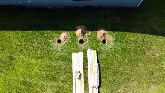 Deck footings prepared for a Trex composite deck project in Culpeper VA