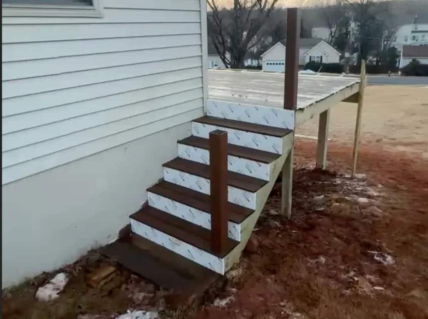 Stair framing before the finished exterior details