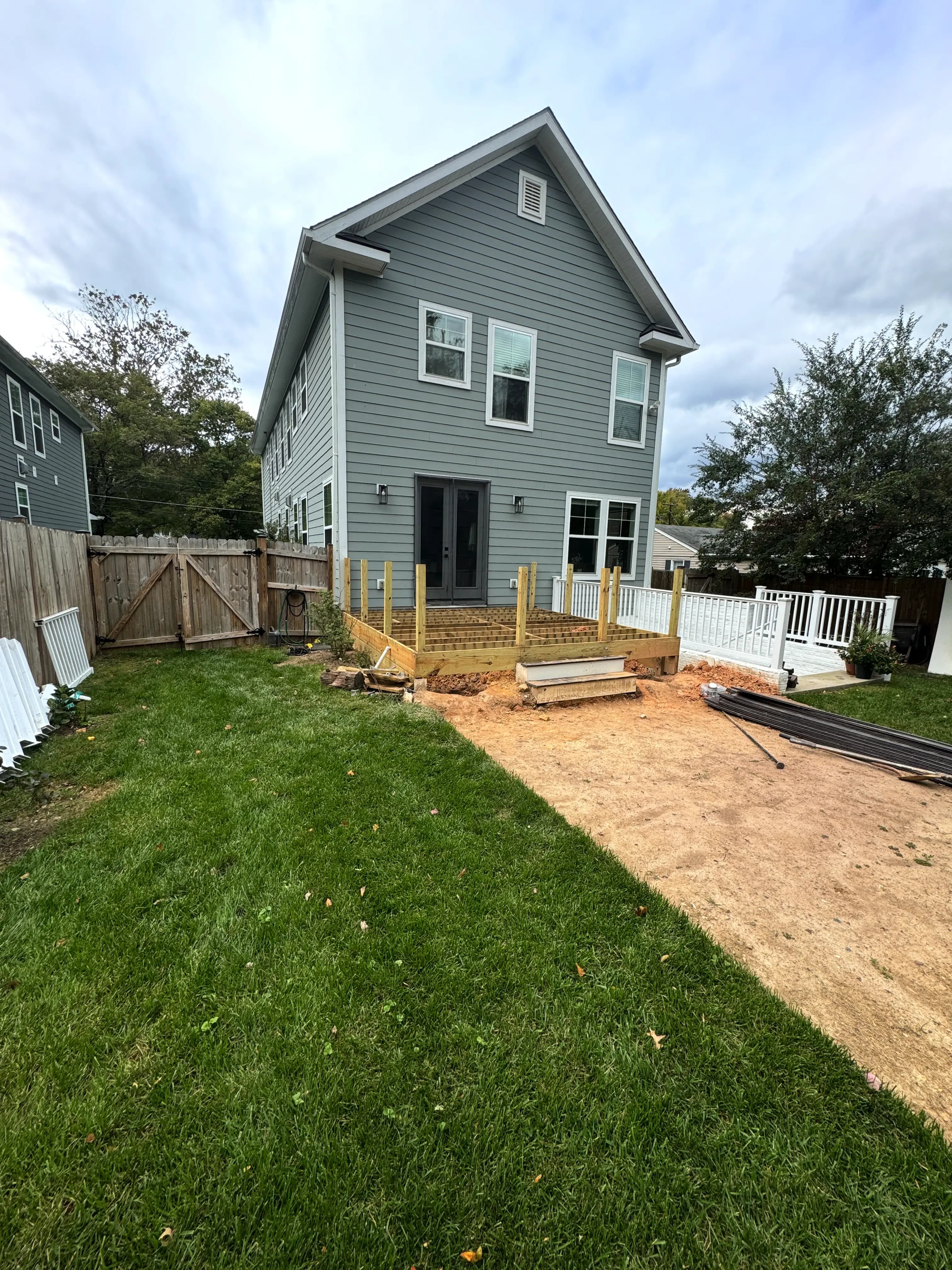Screened porch site preparation before construction