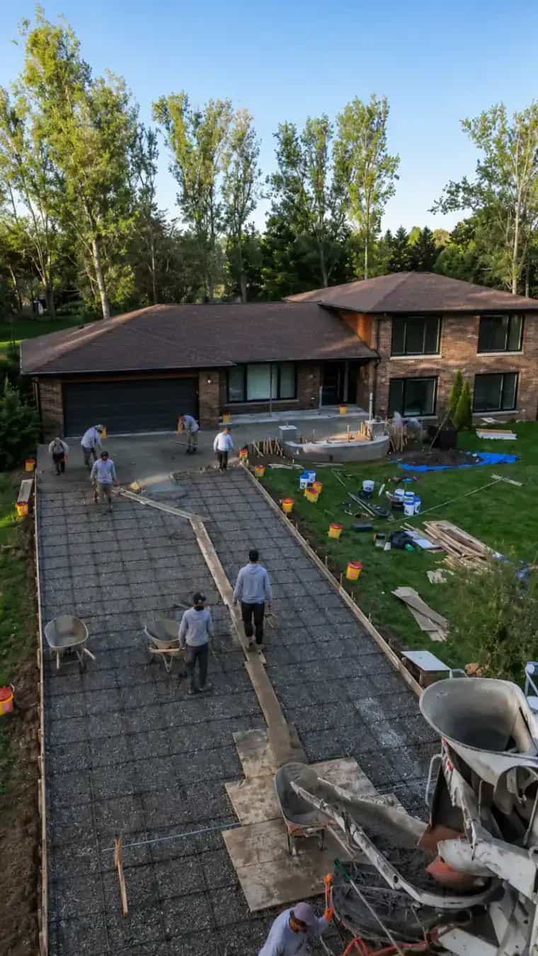 Concrete driveway pour in progress in Culpeper VA