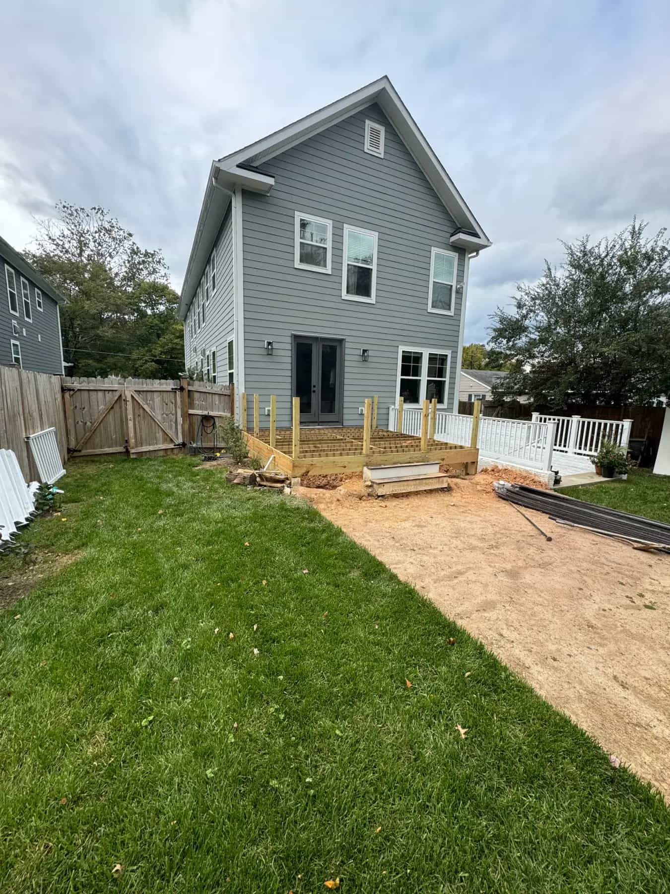Screened porch site preparation before framing begins in Culpeper VA